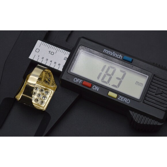 Real Solid 10K Yellow Gold 18mm Micro Pave Charm Round CZ Ring 4.1gr ALL Sizes - Picture 5 of 7